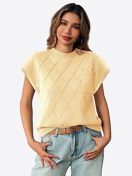 Imily Bela Kurzarmpullover Damen Pullover mit Stehkragen und kurzen Ärmeln günstig online kaufen