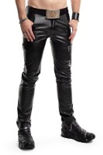 Wetlook-Hose mit Oberschenkel-Taschen - Schwarz günstig online kaufen