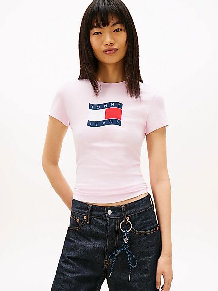 Tommy Jeans T-Shirt "TJW SLIM WAVY FLAG TEE EXT" mit Rundhalsausschnitt günstig online kaufen