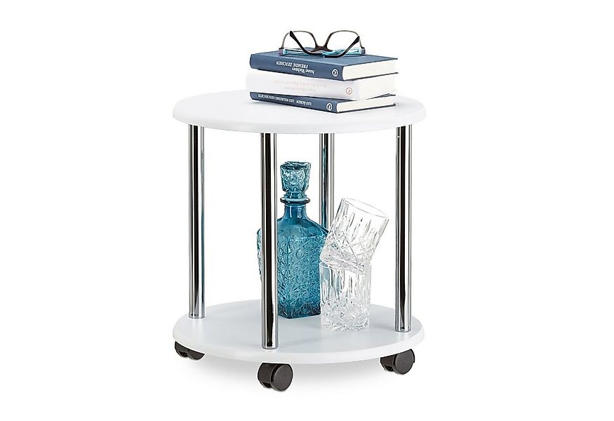 relaxdays Beistelltisch rollbar 2 Etage, rund günstig online kaufen