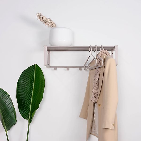 Spinder Design Garderobenleiste "REX" Wandgarderobe aus Stahl mit Hutablage günstig online kaufen