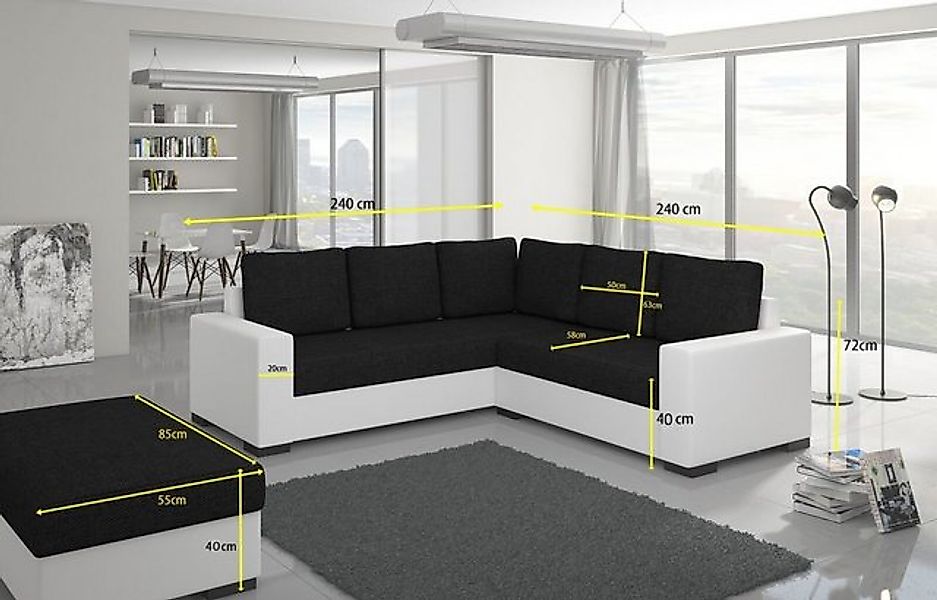 JVmoebel Ecksofa Design Schlafsofa Sofa Polster Wohnzimmer Ecksofa Sitz Cou günstig online kaufen