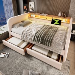 Merax Daybett (Schlafsofa aus Leinen, Lattenrost, günstig online kaufen