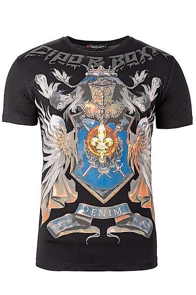 Cipo & Baxx Print-Shirt Cooles Kurzarm T-Shirt BA-CT743 mit Hochwertigem Ri günstig online kaufen