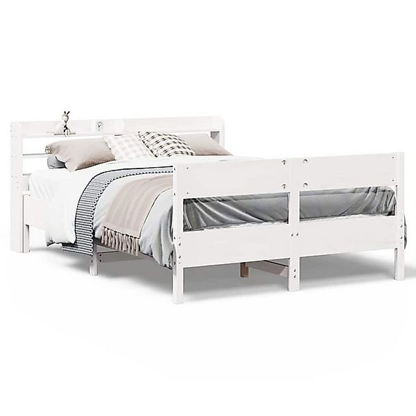 vidaXL Bett, Massivholzbett ohne Matratze Weiß 120x200 cm Kiefernholz günstig online kaufen