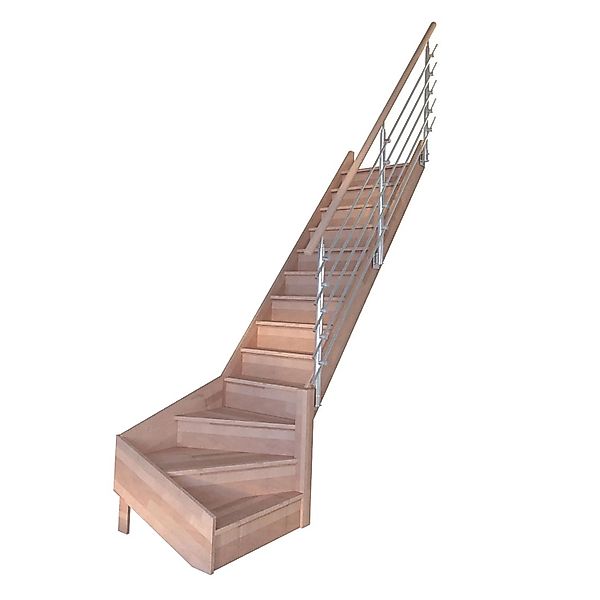 StarWood Treppe Rhodos Buche Gew. R Setzstufen Design-Geländer-Edelstahl FS günstig online kaufen