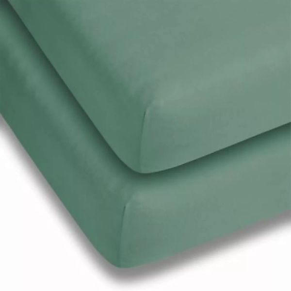 Aspero® 2 x Spannbettlaken aus Baumwolle Bettlaken hellblau Gr. 90-100 x 20 günstig online kaufen