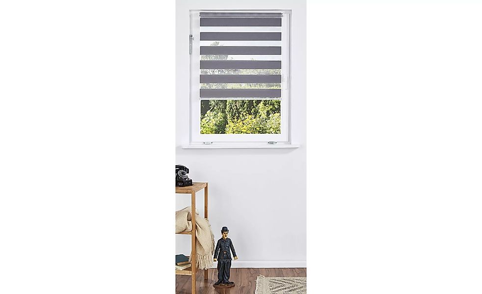 HOME STORY Klemmfix-Duo-Rollo - grau - 100% Polyester - 45 cm - Sconto günstig online kaufen