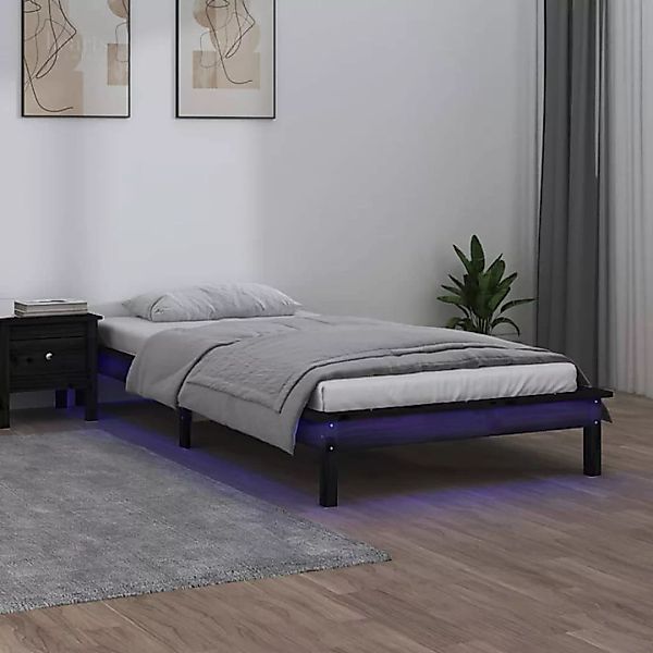 Vidaxl Massivholzbett Mit Leds Schwarz 100x200 Cm günstig online kaufen