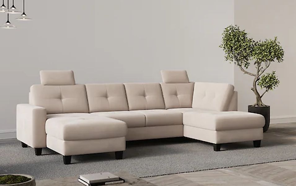 Places of Style Wohnlandschaft "Varese", Kreuznaht in beige günstig online kaufen