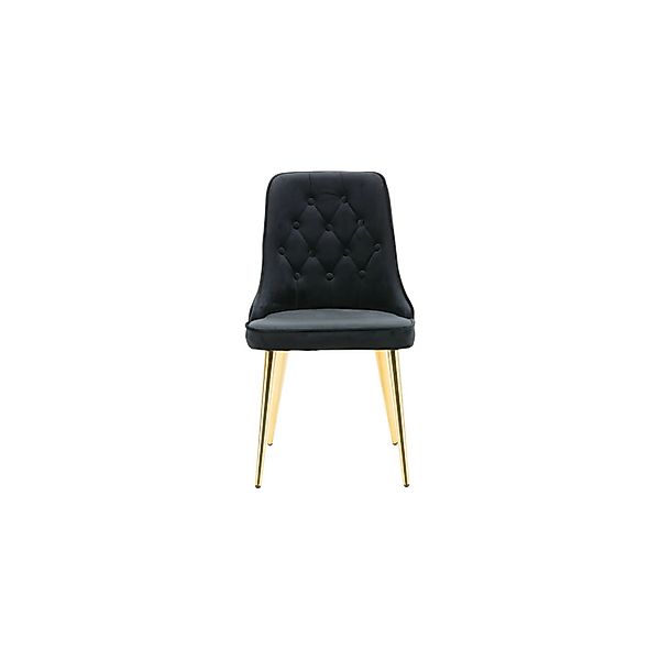 ebuy24 VelvetDeluxe Esszimmerstuhl Velour Schwarz Messing Dekor günstig online kaufen