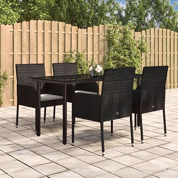 Vidaxl 5-tlg. Garten-lounge-set Mit Kissen Schwarz Poly Rattan günstig online kaufen