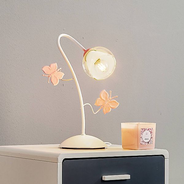 Tischleuchte Butterfly mit Dekoration in Rosé günstig online kaufen