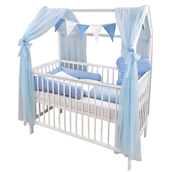 Baby-Delux Komplettbett Hausbett Babybett Komplettset Waffelpique, günstig online kaufen