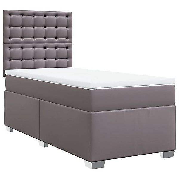 vidaXL Bett Boxspringbett mit Matratze Grau 90x200 cm Kunstleder günstig online kaufen