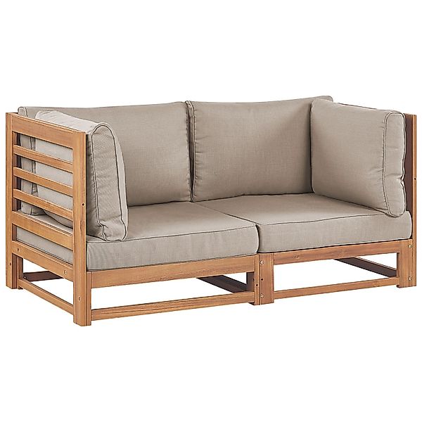 Beliani Gartensofa Heller Holzfarbton Grau Beige 75x150x72 günstig online kaufen