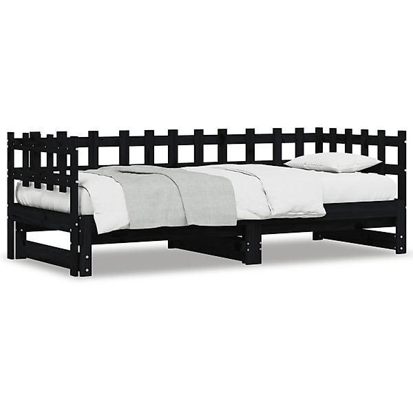 vidaXL Bett, Tagesbett Ausziehbar Schwarz 2x(90x190) cm Massivholz Kiefer günstig online kaufen