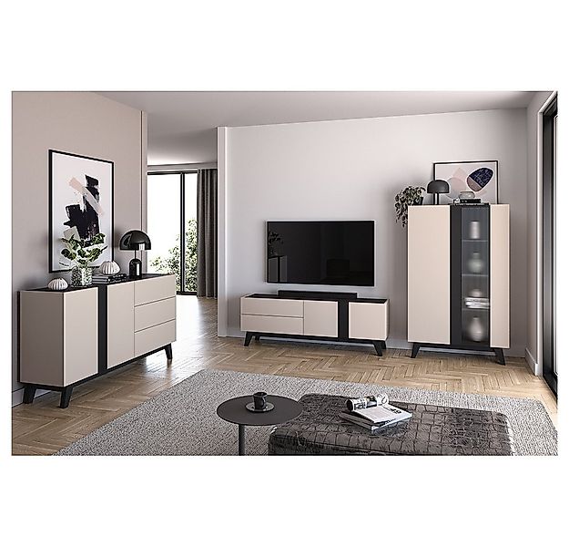 Lomadox Wohnzimmer-Set FRIONA-131, (Mega-Spar-Set, 3-St., Highboard Lowboar günstig online kaufen