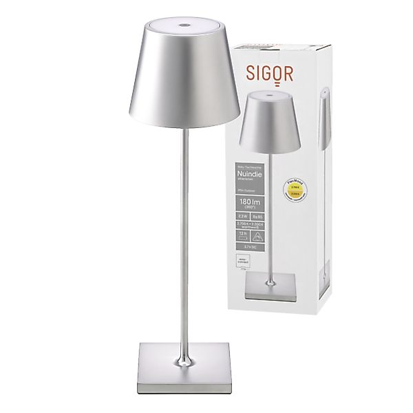 SIGOR LED Tischleuchte Tischleuchte NUINDIE Silberfarben, günstig online kaufen