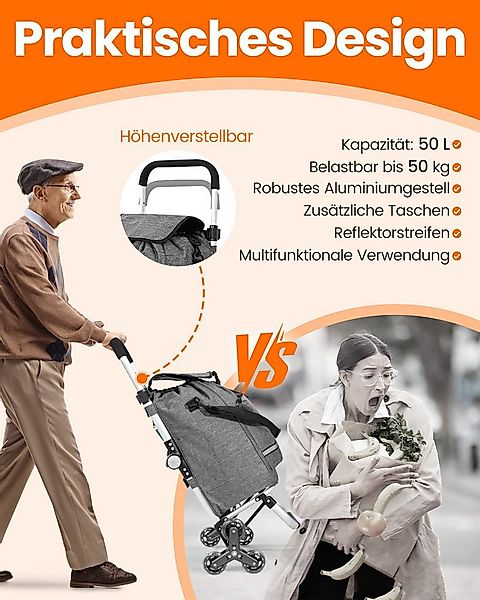 HOMECALL Einkaufstrolley klappbar Einkaufswagen 3 in 1 Shopping Trolley Mit günstig online kaufen