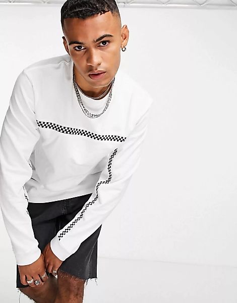 Vans – Langärmliges Shirt in Weiß mit Schachbrett-Design günstig online kaufen