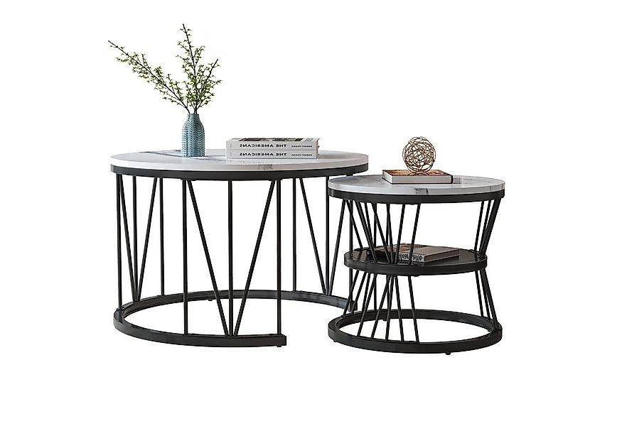 PXloue Couchtisch rund (2-St), 2er Set, Großer Tisch: 70 x 45 cm,Kleiner Ti günstig online kaufen