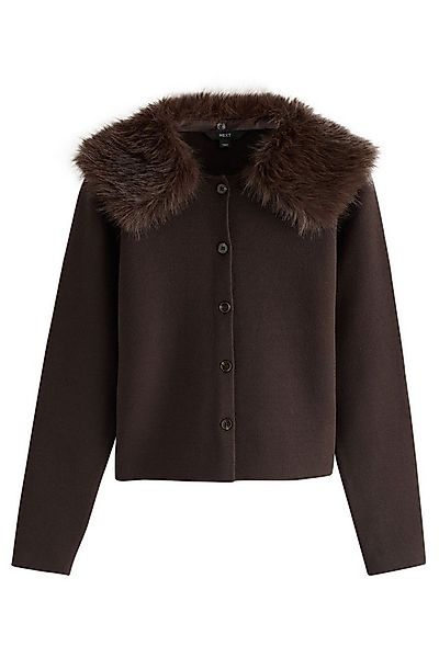 Next Strickpullover Strickjacke mit abnehmbarem Kunstfellbesatz (1-tlg) günstig online kaufen