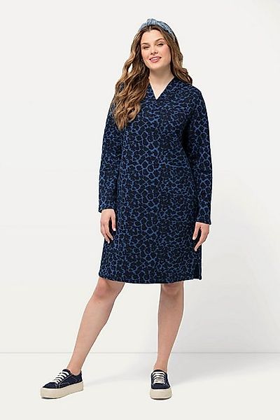 Ulla Popken Midikleid Sweatkleid Hoodie Leomuster offenkantig Langarm günstig online kaufen