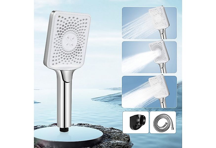 ZMH Handbrause mit 1,5M Schlauch Schwarz/Nickel Quradratische wassersparend günstig online kaufen