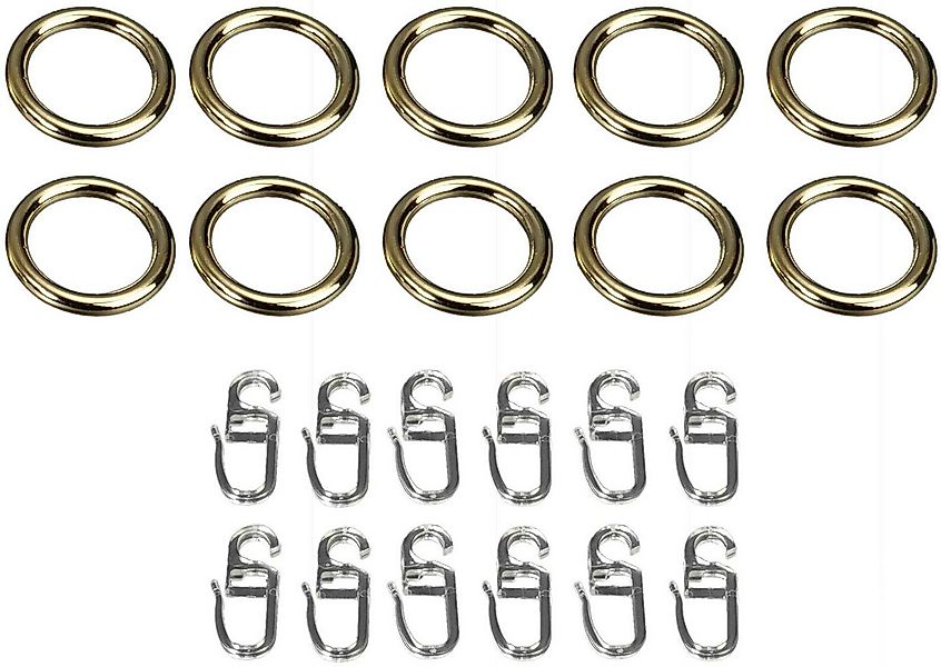 Liedeco Gardinenring, Gardinenstangen, (Set, 10-St., mit Faltenlegehaken), günstig online kaufen