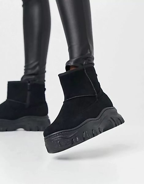 Truffle Collection – Ankle-Boots mit Kunstfellfutter in Schwarz günstig online kaufen