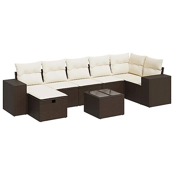 vidaXL 8-Tlg Garten-Sofagarnitur mit Kissen Braun Poly Rattan 3325719 günstig online kaufen