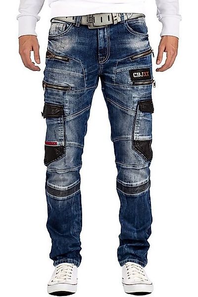 Cipo & Baxx Bikerjeans Herren Hose BA-CD586 W40/L32 (1-tlg) mit roten Teilb günstig online kaufen