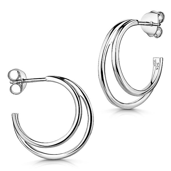 Materia Paar Creolen Damen Silber Doppel günstig online kaufen