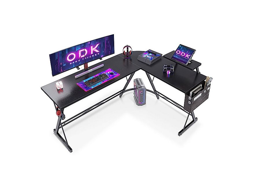 ODK Computertisch L Form Gaming Schreibtisch Eckschreibtisch für Gamer (1-S günstig online kaufen