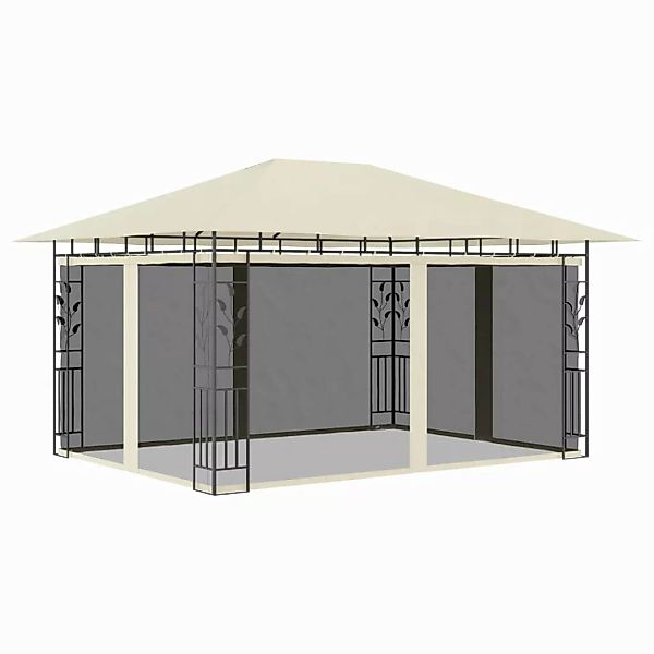 Pavillon Mit Moskitonetz Und Lichterketten 4x3x2,73 M Creme günstig online kaufen