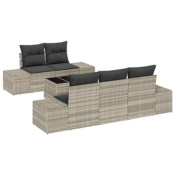 vidaXL Gartensofa-set 6-Tlg Hellgrau und Dunkelgrau Poly-Rattan 3355611 günstig online kaufen