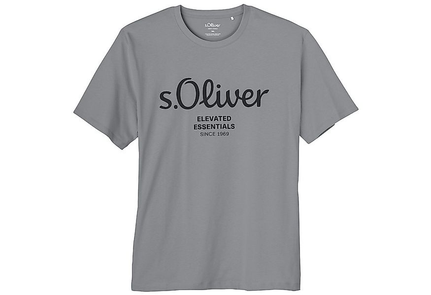 s.Oliver Rundhalsshirt s.Oliver Übergrößen T-Shirt grau Logo-Frontprint günstig online kaufen