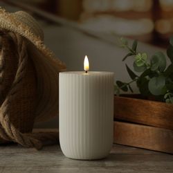 Deluxe Homeart LED-Kerze Mia gerillt Echtwachs günstig online kaufen