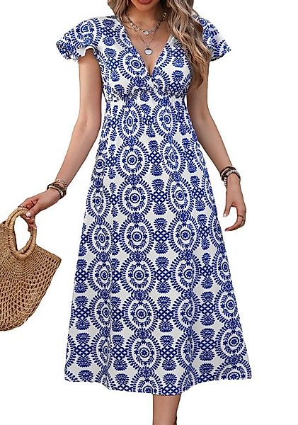 Cupshe Druckkleid Boho Maxikleid mit ausgestellten Ärmeln günstig online kaufen