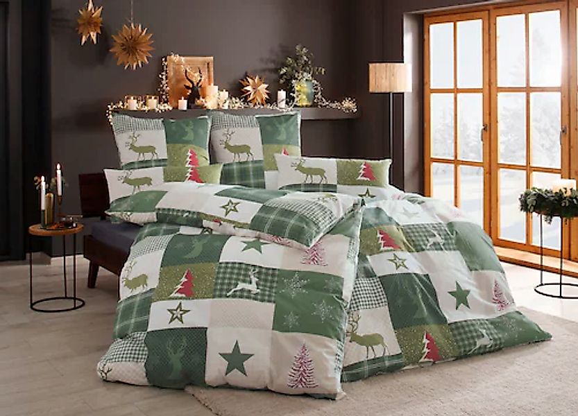 Home affaire Bettwäsche "Nicholas" 2 tlg. Weihnachtsbettwäsche, Winter günstig online kaufen