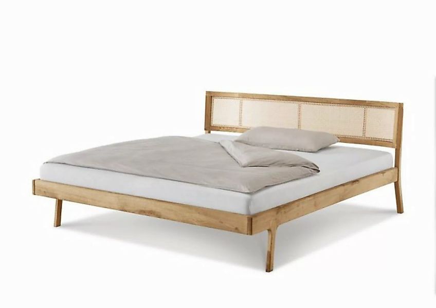 Natur24 Bett Doppelbett Fani 200x200 Eiche Massiv Wiener Geflecht günstig online kaufen