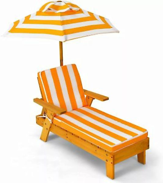COSTWAY® Kinder Gartenliege mit Sonnenschirm orange günstig online kaufen