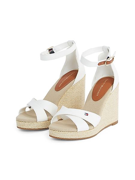 Tommy Hilfiger High-Heel-Sandalette "FLAG HIGH WEDGE ESPAD CRISSCROSS", Rie günstig online kaufen