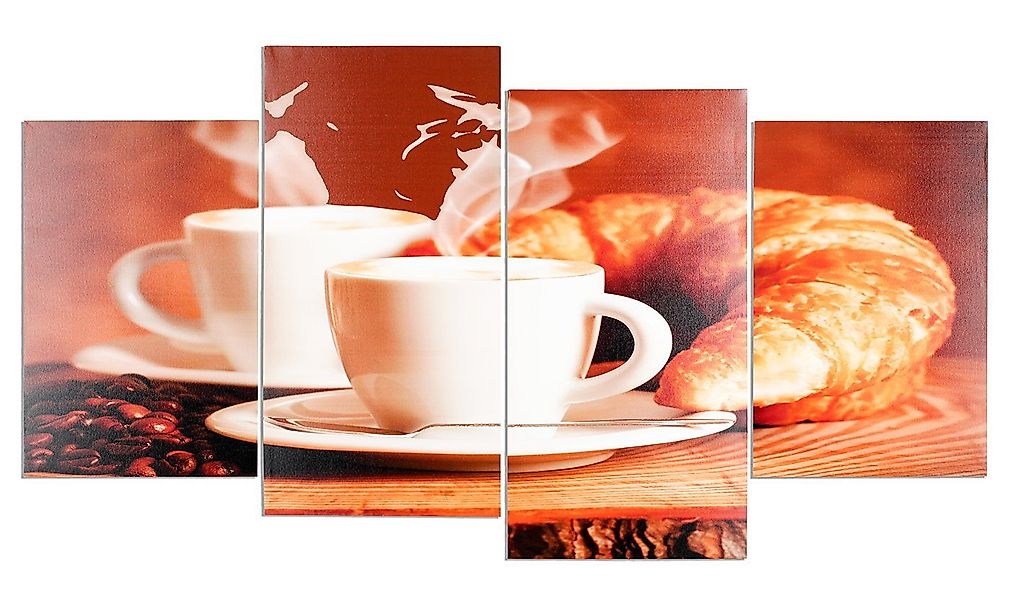 Levandeo® Leinwandbild, Wandbild 4 teilig Kaffee günstig online kaufen