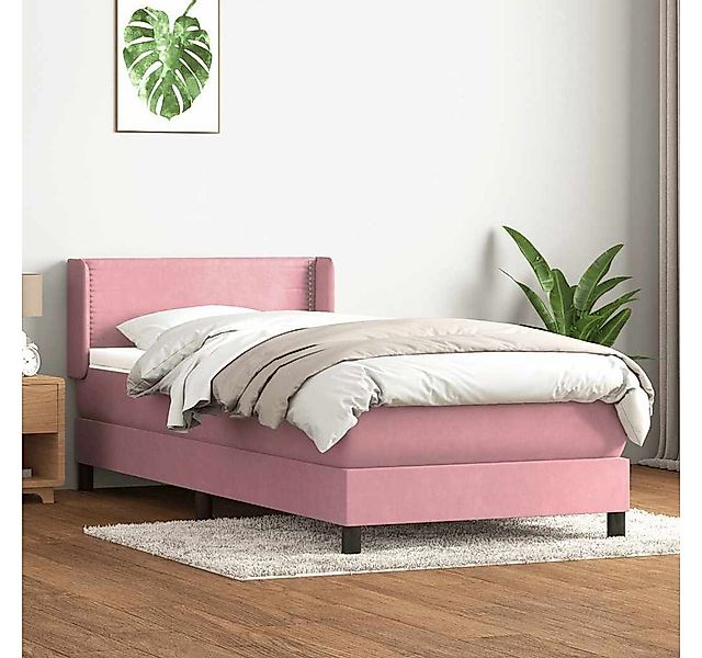 vidaXL Boxspringbett, Boxspringbett mit Matratze Rosa 100x220 cm Samt günstig online kaufen