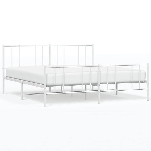 vidaXL Bettgestell mit Kopf- und Fußteil Metall Weiß 183x213 cm 352552 günstig online kaufen