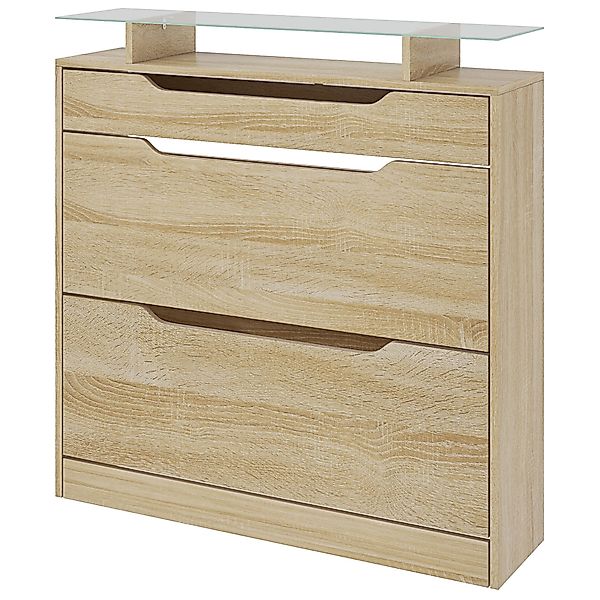 HOMCOM Schuhschrank mit 2 klappbaren Türen + 1 herausziehbarer Schublade + günstig online kaufen