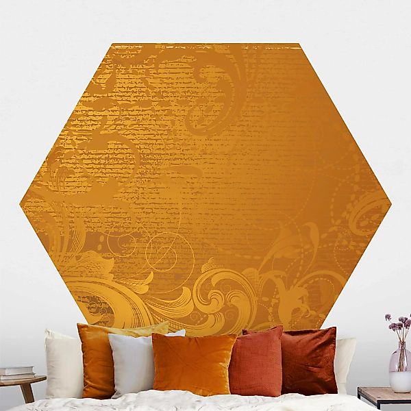 Hexagon Mustertapete Goldener Barock günstig online kaufen