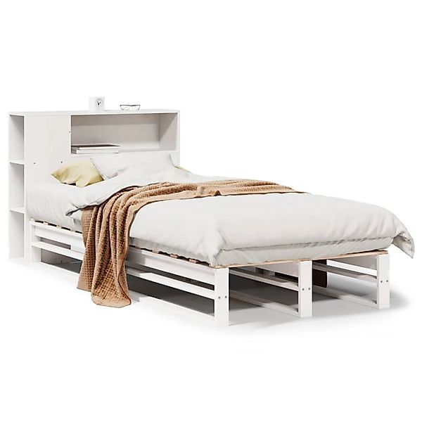 vidaXL Massivholzbett mit Regal ohne Matratze Weiß 100x200 cm 3323903 günstig online kaufen
